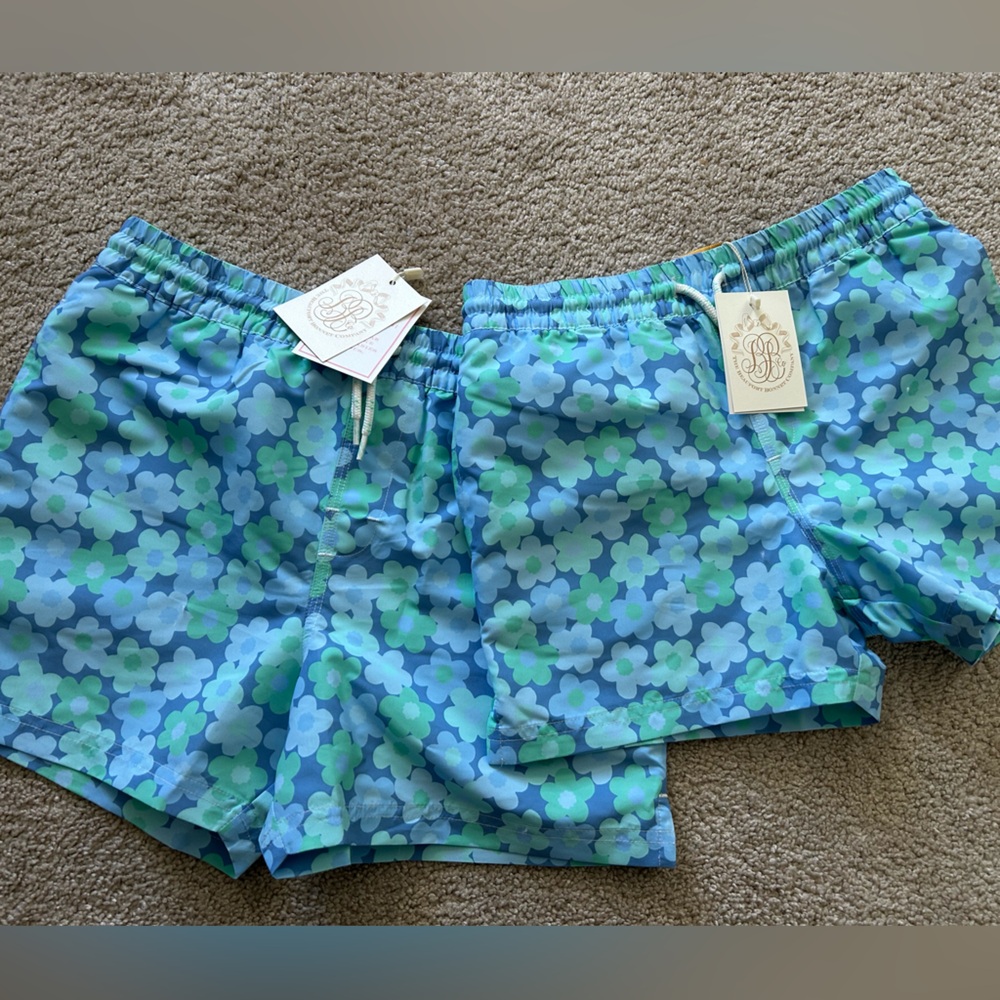 Beaufort Bonnet Co. Floral Blue and Green Swim Shorts